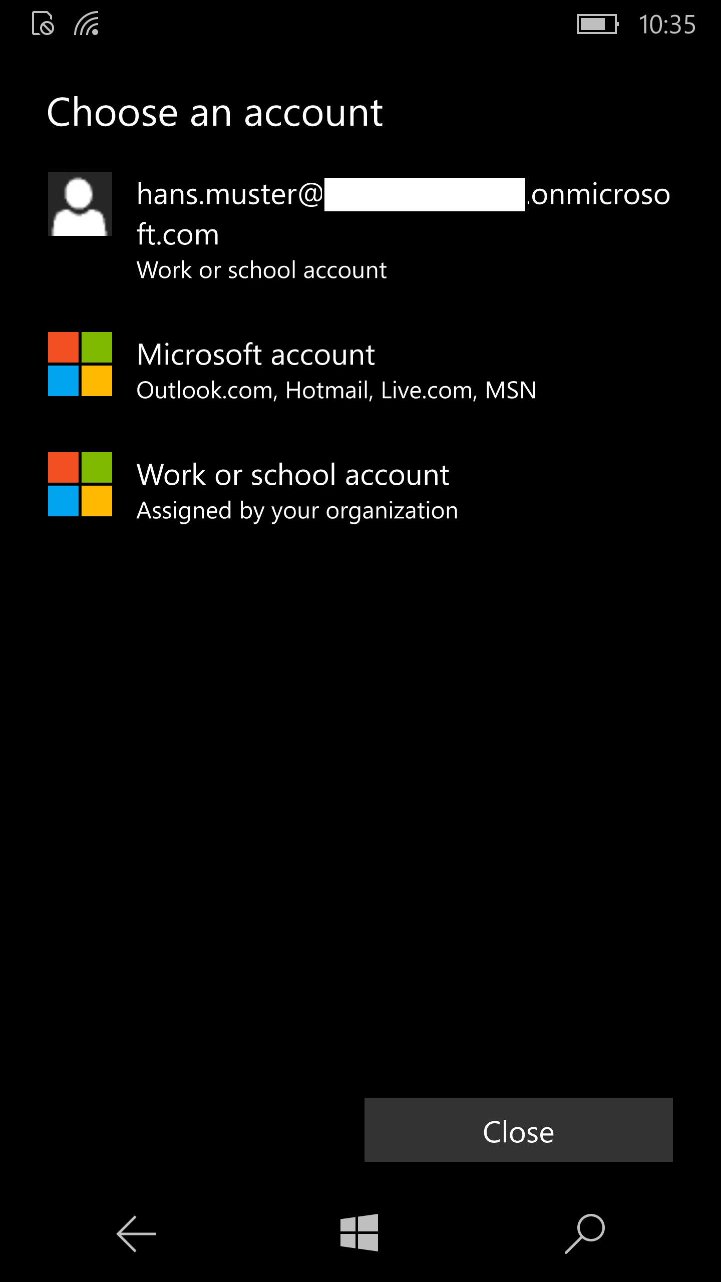 Store Account selection
