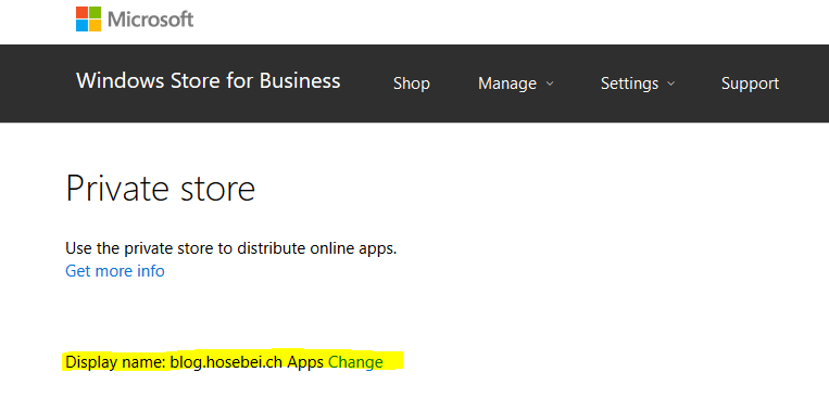 Change private Store name