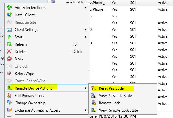 Reset Remote Passcode