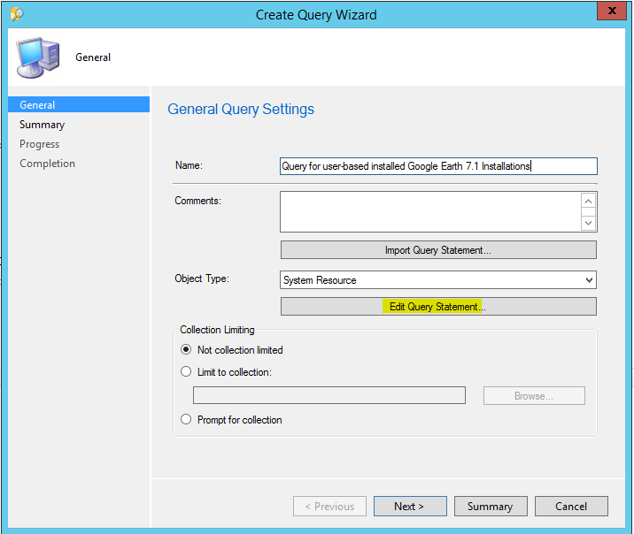 Set query name