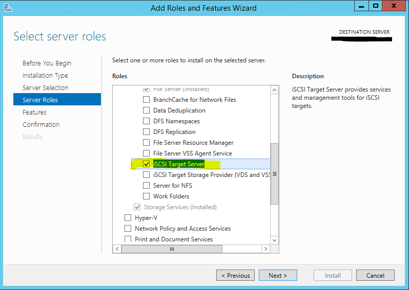 Install iSCSI Target Role