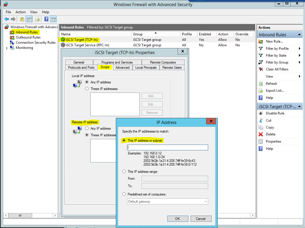 Configure Firewall for iSCSI