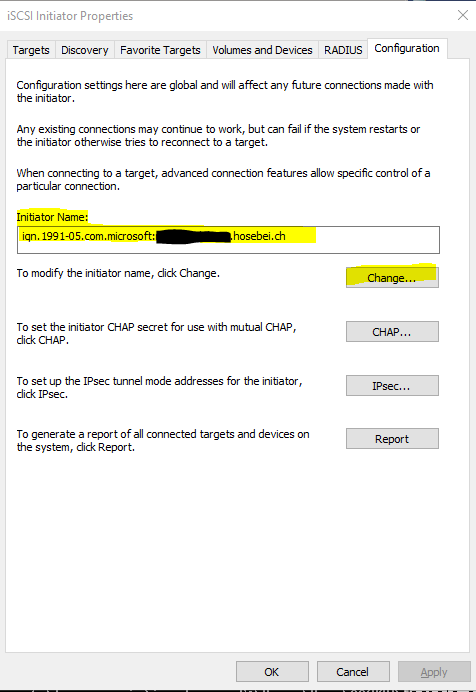 iSCSI Initiator Name
