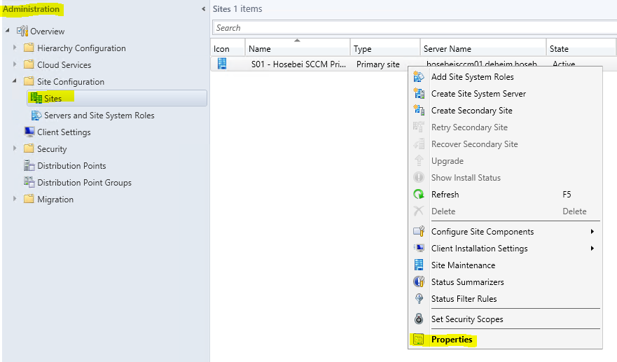 Site Server Properties