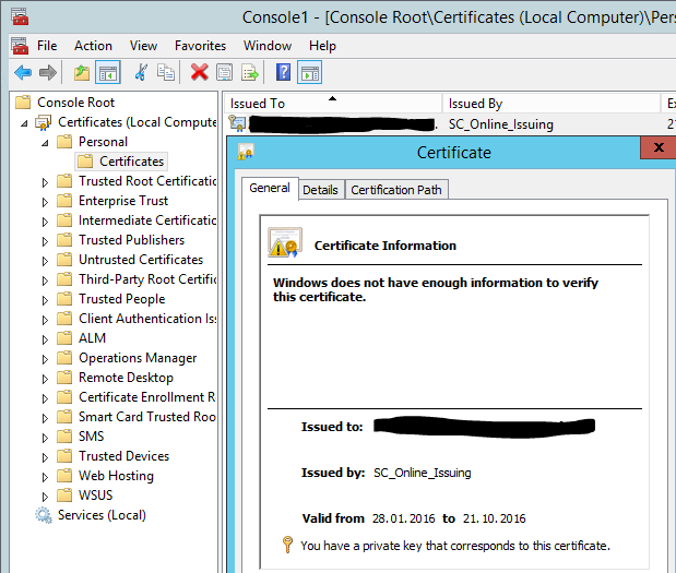 Service Connection point Certificate