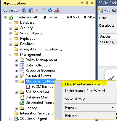 New Maintenance Plan