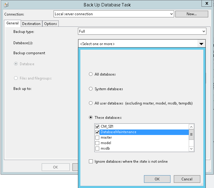 Backup DB Selection