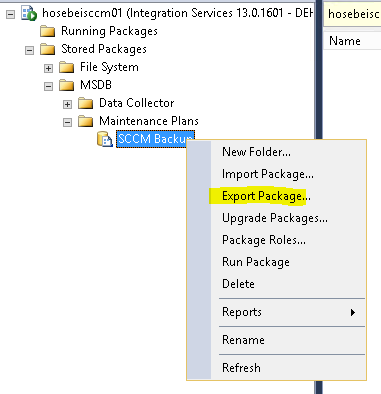 Export Maintenance Plan
