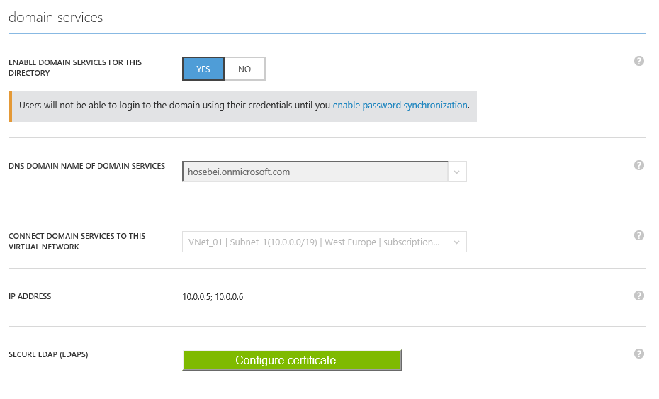 Active Azure AD Domain Services